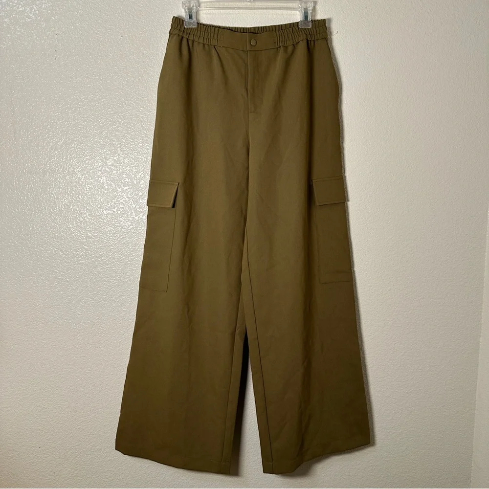 Wayf Olive Cargo Wide Leg‎ Pants Sz Small - Picture 3 of 13
